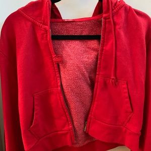 red cropped jacket